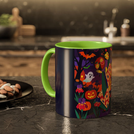 🌙🎃 The Moonlit Garden Masquerade Colorful Mug – Floral Halloween Charm
