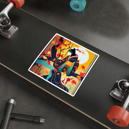 Black Cat in Kimono Die-Cut Stickers (5 Sizes)