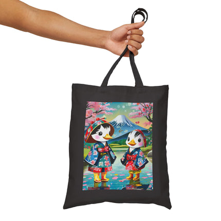 Rainy Day Ducks Cotton Canvas Tote Bag