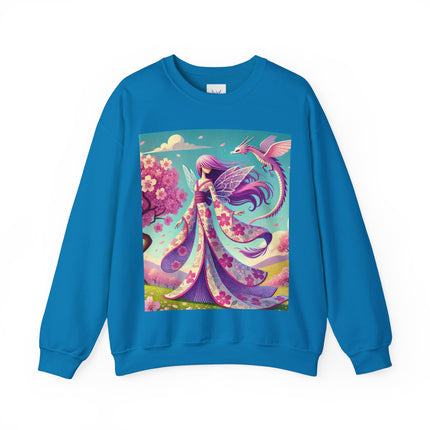 Petals in the Wind: The Kimono Fairy and the Sky Dragon Heavy Blend™ Crewneck Sweatshirt