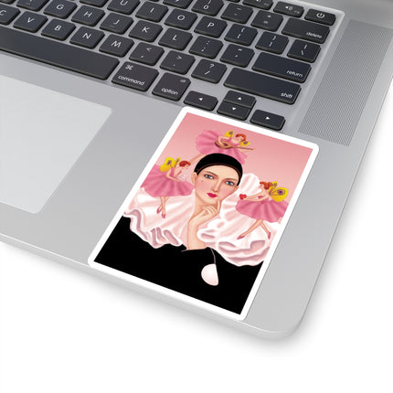 Pierrot & Fairies Dressed in Pink by Sofia Chiostri Kiss-Cut Stickers (4 Sizes)