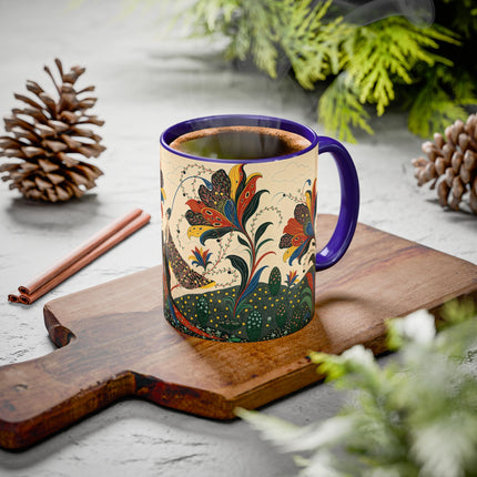 🌺🦋 The Enchanted Floral Voyage Colorful Mug – Art Deco Botanical Whimsy