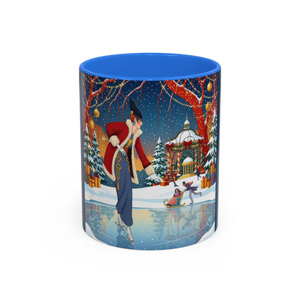 ⛸️🎄 The Christmas Skating Pavilion Colorful Mug – Art Deco Holiday Fantasy