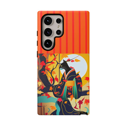 Black Cat in Kimono Phone Cases