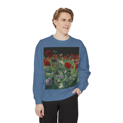 Poppies (A Study of Poppies for Carnation, Lily, Lily, Rose) by John Singer Sargent Unisex Garment-Dyed Sweatshirt