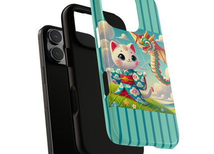 Geisha Kitten and the Dragon Kite Phone Cases