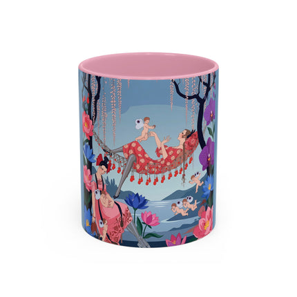 The Ladies Of The Enchanted Hammock Colorful Mugs – Art Deco Whimsical Garden Elegance