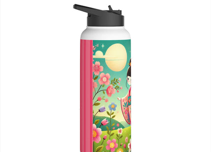 Geisha Fairy and the Hummingbird Blossom Stainless Steel Water Bottle, Standard Lid