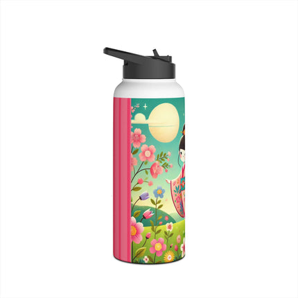 Geisha Fairy and the Hummingbird Blossom Stainless Steel Water Bottle, Standard Lid