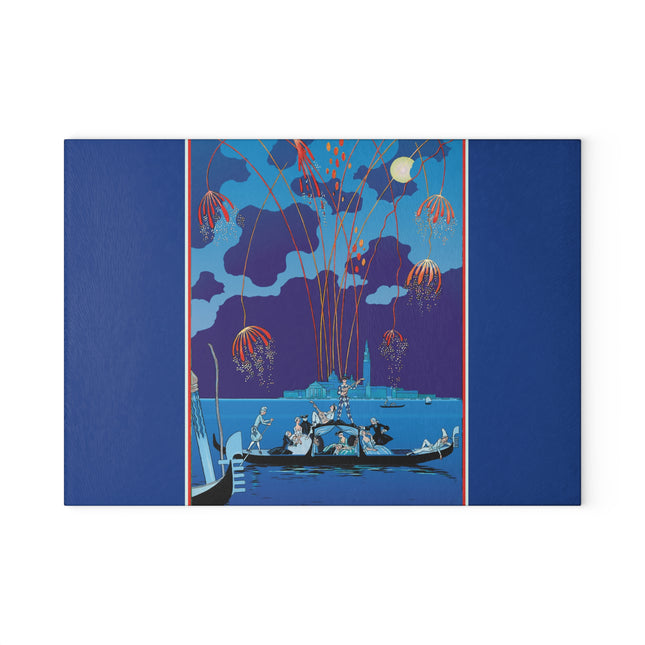 Fireworks in Venice by George Barbier Glass Cutting Board