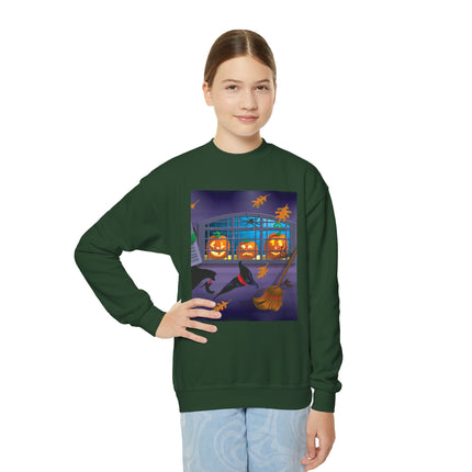 Whimsical Halloween Mischief Youth Crewneck Sweatshirt