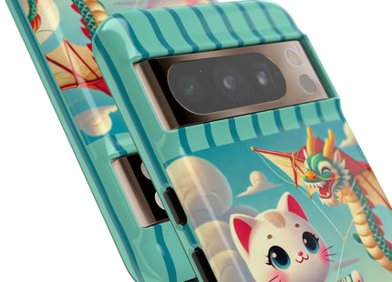 Geisha Kitten and the Dragon Kite Phone Cases