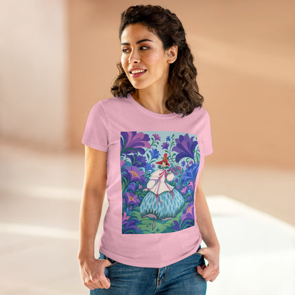 🌸🎶 The Garden Melody Cotton Tee – Art Deco Floral Whimsy