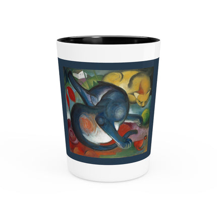 Two Cats, Blue and Yellow by Franz Marc Ceramic Shot Glass