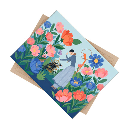 🦜🌺 The Lady Of The Garden Aviary Ceramic Tile – Art Deco Floral Whimsy