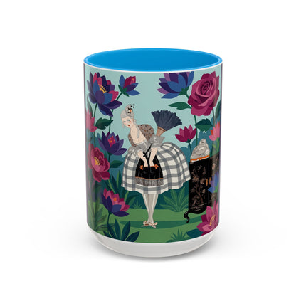 The Lady Of The Lotus Garden Colorful Mugs – Art Deco Botanical Elegance