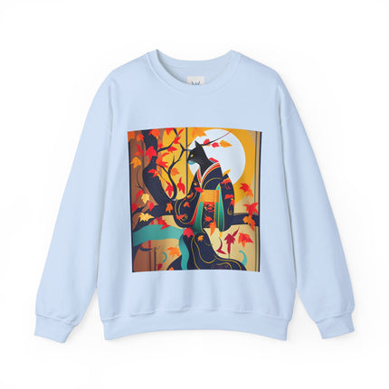Black Cat in Kimono Unisex Heavy Blend™ Crewneck Sweatshirt