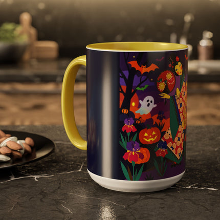 🌙🎃 The Moonlit Garden Masquerade Colorful Mug – Floral Halloween Charm
