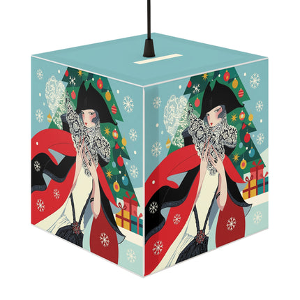 ❤️ The Lady Of The Crimson Scarf Light Cube Lamp – Art Deco Christmas Elegance