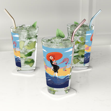 Beachside Promenade Pint Glass – Chic Summer Stroll & Coastal Glamour