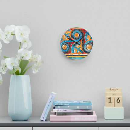 Reproduction of S-Spiral Frieze by Emile Gilliéron Acrylic Wall Clock, Round and Square