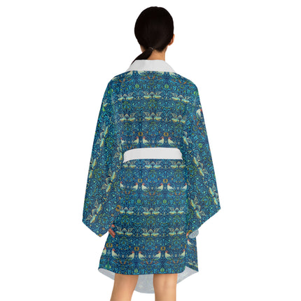 Birds by William Morris Long Sleeve Kimono Robe (AOP)