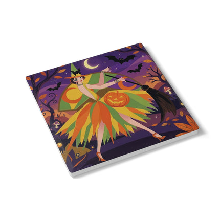 🎃🧙 The Witch Of Jack-O'-Lantern Hollow Ceramic Coaster – Whimsical Halloween Charm