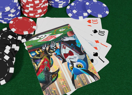 Cyberpunk Owl & Raven Playing Cards