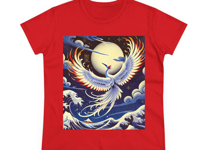 Majestic White Crane Women's Midweight Cotton Tee