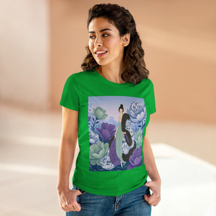 💜🌸 The Lavender Porcelain Garden Cotton Tee – Art Deco Fashion Elegance