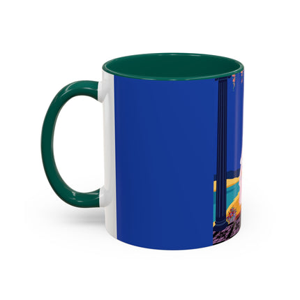 The Moonlit Promenade Colorful Mug (11oz, 15oz) – Blush Elegance, Coastal Romance & Art Deco Style