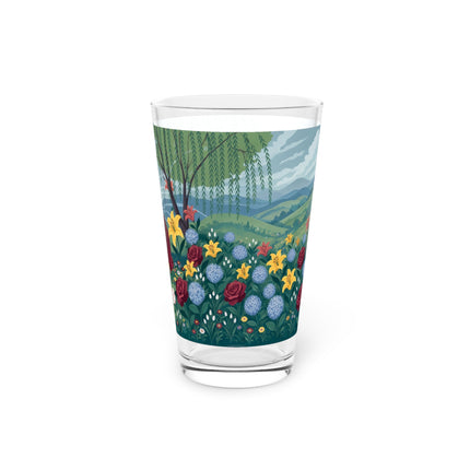 🌹🌿 The Willow Garden Promenade Pint Glass – Art Deco Floral Elegance