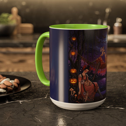 🌙🎃 Moonlit Mischief In The Pumpkin Grove Colorful Mug – Whimsical Halloween Fantasy