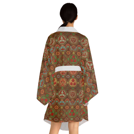 Japanese Fan Pattern by G.A. Audsley Long Sleeve Kimono Robe (AOP)