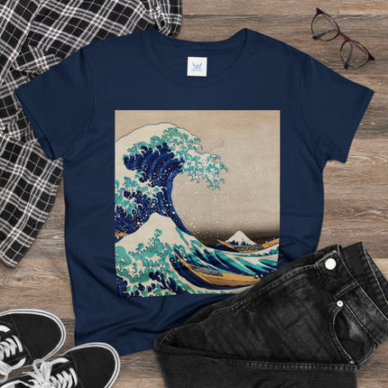 The Great Wave off Kanagawa by Katsushika Hokusai Women's Midweight Cotton Tee