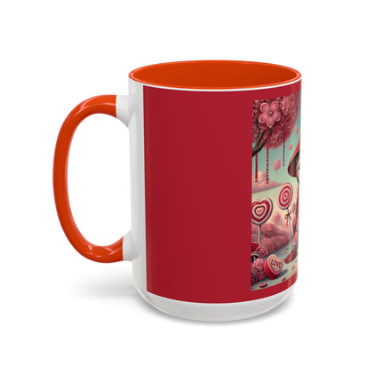 Whimsical Geisha Kitten in a Valentine Garden Colorful Mugs (11oz, 15oz)