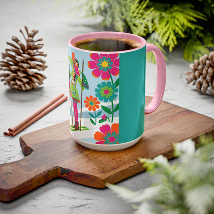 🎿🌸 The Winter Flower Adventurer Colorful Mug – Colorful Ski Fantasy