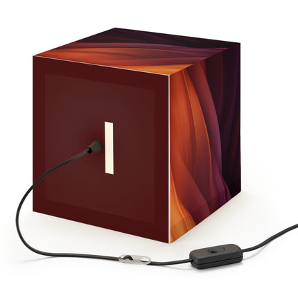 Wave Pattern with Intertwined Hues of Orange, Rose, Maroon, and Purple Light Cube Lamp