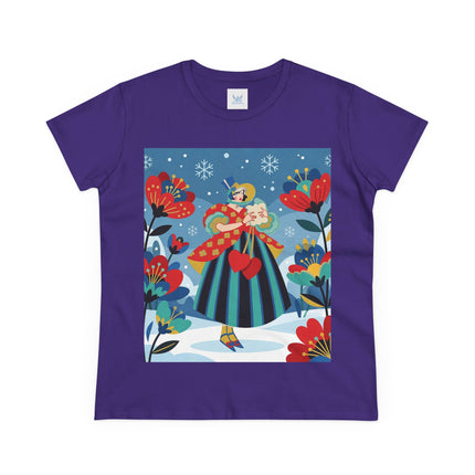 ❤️❄️ The Winter Heart Messenger Cotton Tee – Art Deco Winter Enchantment