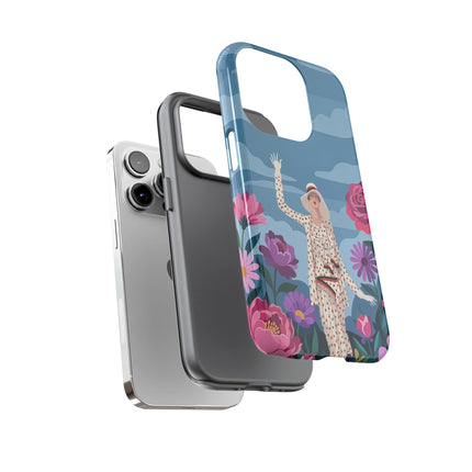 🌺👒 The Grand Flower Promenade Phone Case – Art Deco Fashion Illustration