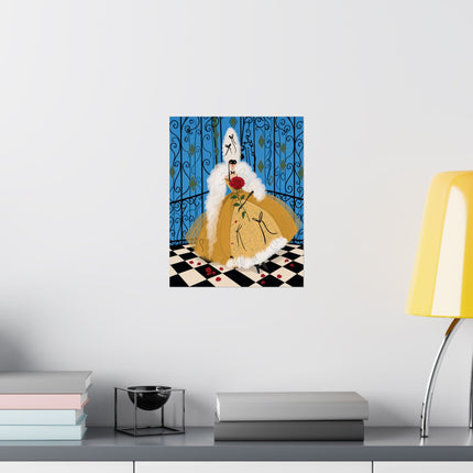 🎭🌹 The Lady Of The Masquerade Rose Matte Vertical Poster – Art Deco Fashion Whimsy