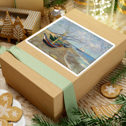 Fishing Boats on the Beach at Saintes-Maries by Vincent Van Gogh Kiss-Cut Stickers (4 Sizes)