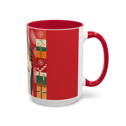 ❤️ The Lady Of The Candlelit Christmas Alcove Colorful Mug – Art Deco Holiday Elegance