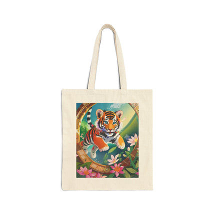 Majestic Tiger Cub Cotton Canvas Tote Bag