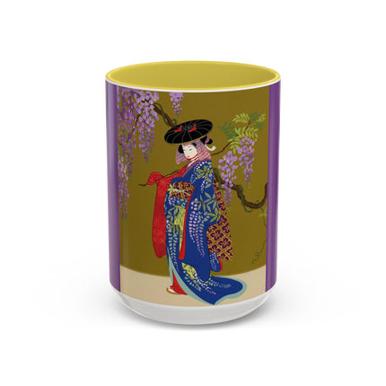 Wisteria Elegance Colorful Mug (11oz, 15oz) – Floral Beauty, Kimono Art & Timeless Grace