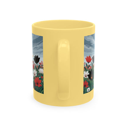 🌺☔ The Lady In The Stormy Flower Garden Ceramic Mug – Art Deco Fashion Elegance