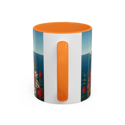 ⛵🌹 The Seaside Rose Traveler Colorful Mug – Art Deco Floral Elegance