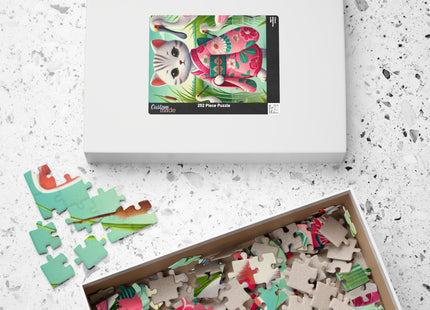 Geisha Kitten Strolls Among the Spoonbills Puzzle (110, 252, 520-piece)