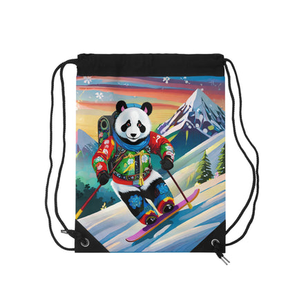 Cyberpunk Panda Drawstring Bag