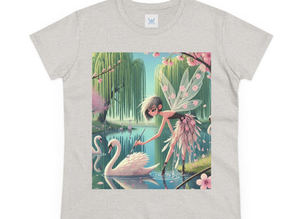A Fairy Painting a Swan Cotton Tee